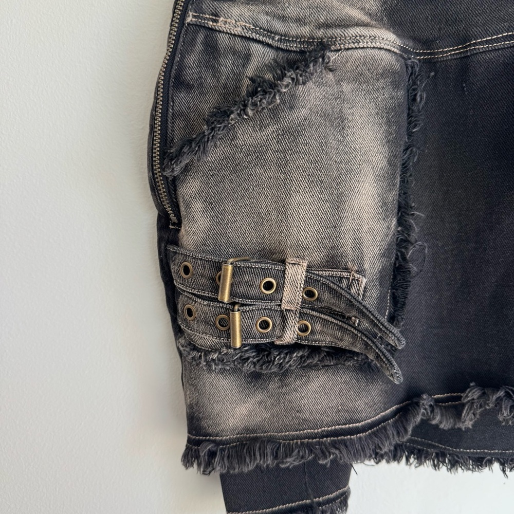 Outcast Black Wynn Denim Mini Skirt with Buckle Details and One Pocket NWT - Picture 5 of 15